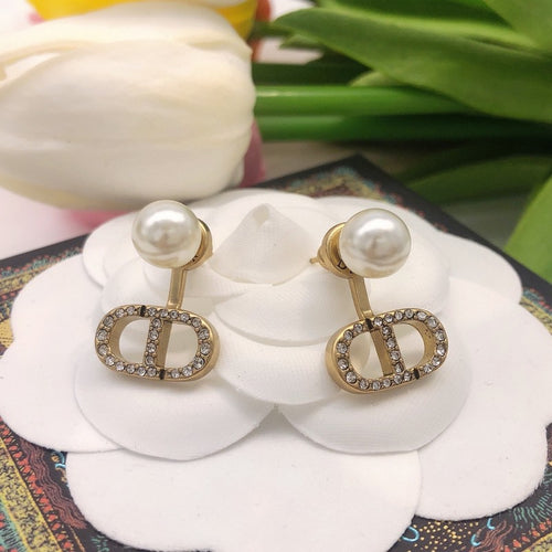 CD Tribales Pave Diamond & Pearl Earrings