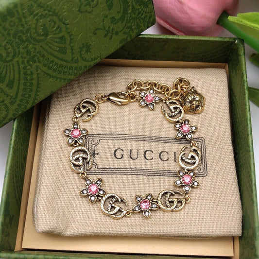 GG Tiger Pink Crystal Bracelet