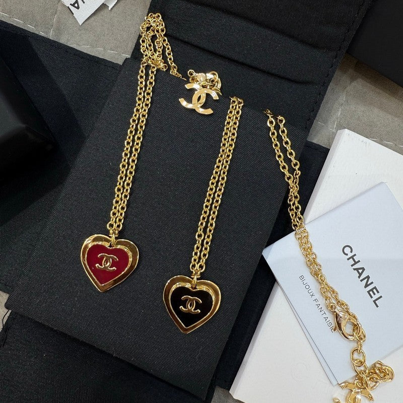 CC Black & Red Heart Gold Necklace