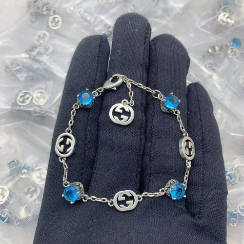 GG Interlocking G Blue Crystal Bracelet