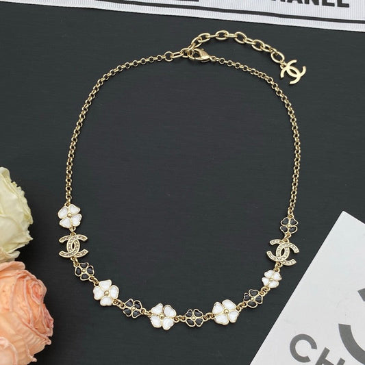 CC Black & White Camellia Necklace