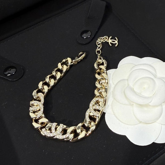CC Diamond Logo Gold Chain Bracelet