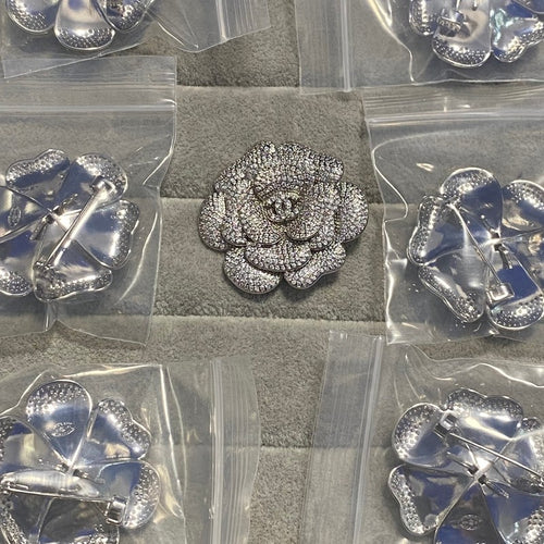 CC Camellia Diamond White Gold Brooch