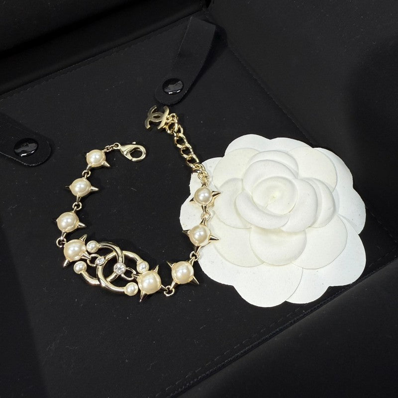 CC Gold Pearl Chain Bracelet