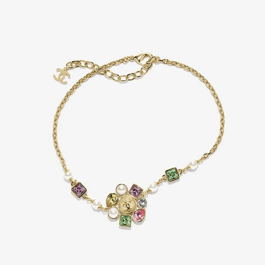 CC Color Crystal Flower Gold Necklace