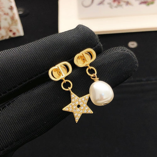 CD Tribales Star Pearl Drop Earrings