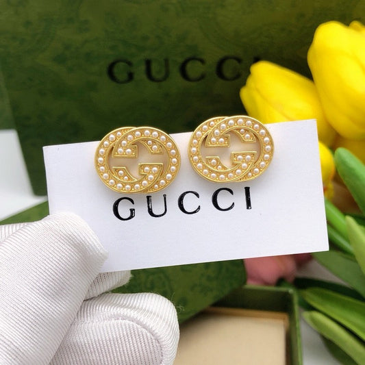 GG Small Pearl Gold Earrings