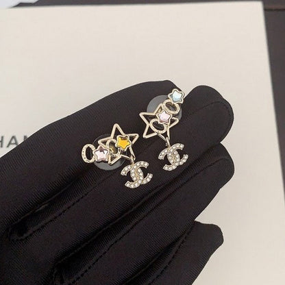 CC Color Crystal Star Earrings