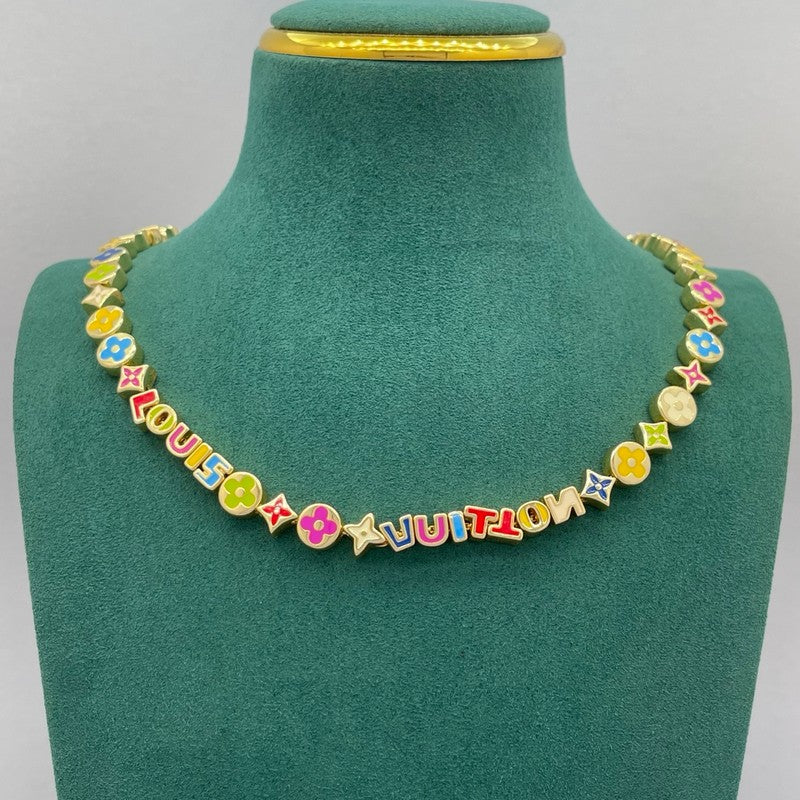 Louis Color Script Gold Necklace
