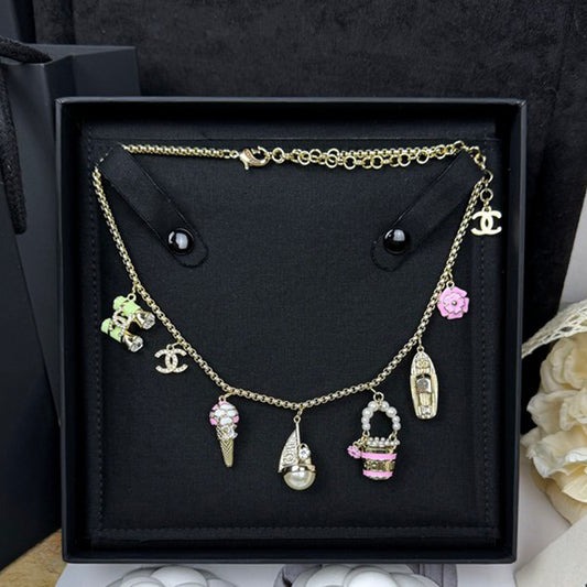 CC 26C Sailboat Enamel Gold Necklace