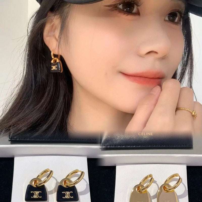 CE Black Bag Gold Earrings
