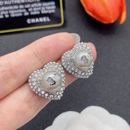 CC Heart Diamond Earrings