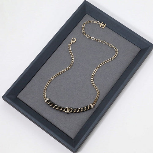CC Vintage Gold Leather Necklace