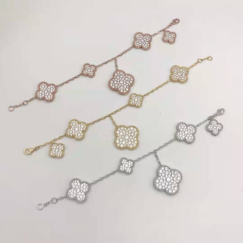18K Van Cleef & Arpels Magic Alhambra Five Motifs Diamonds Bracelet