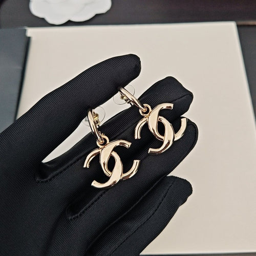 CC Gold Pendant Earrings