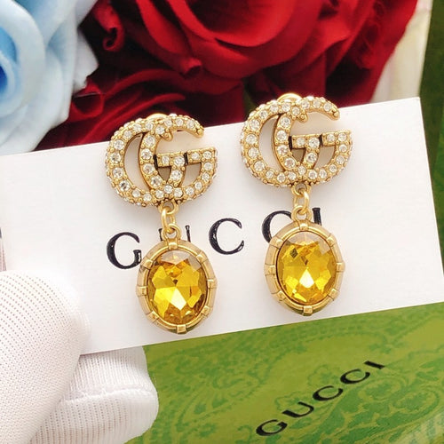 GG Yellow Crystal Diamond Earrings