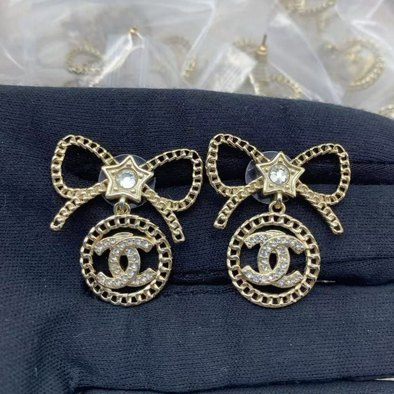 CC Bow Tie Diamond Earrings