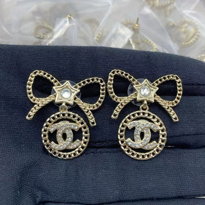 CC Bow Tie Diamond Earrings