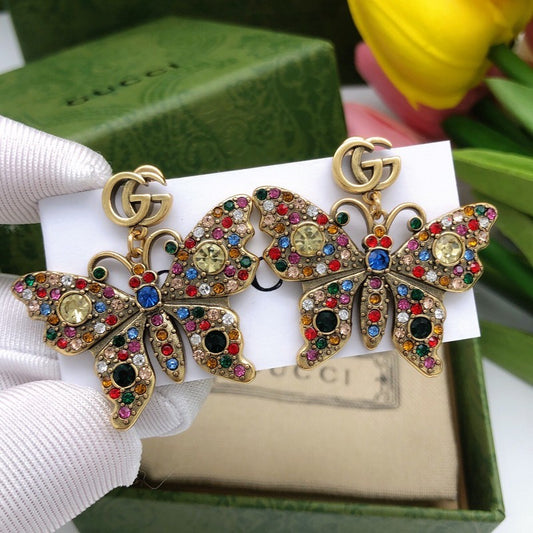 GG Color Crystal Butterfly Earrings