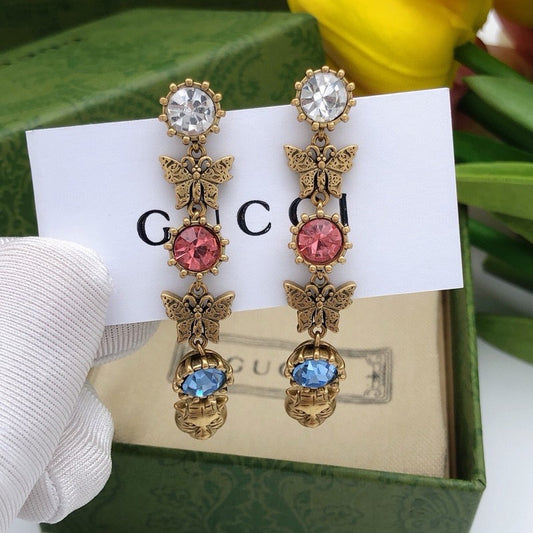 GG Color Crystal Long Earrings