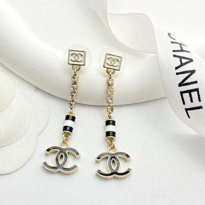 CC 24C Black Gold Tassel Earrings