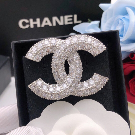 CC Diamond White Gold Brooch