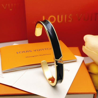 Louis Black Gold Open Cuff Bracelet