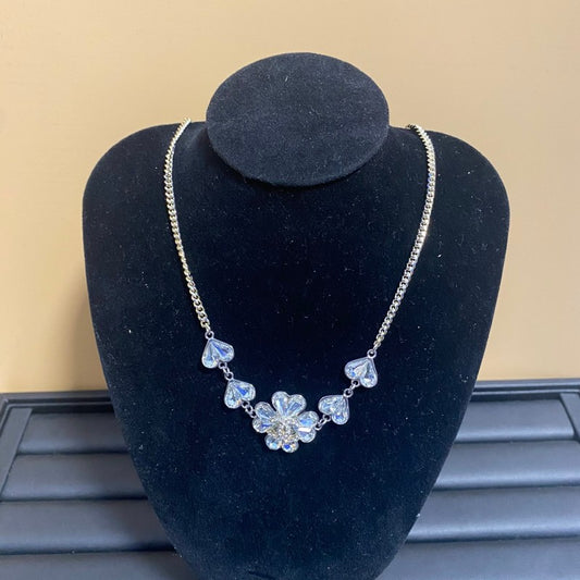 18K CC Blue Heart Crystal Necklace