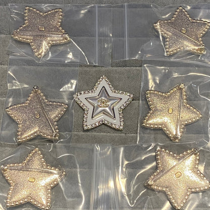 18K CC Star Pearl Brooch