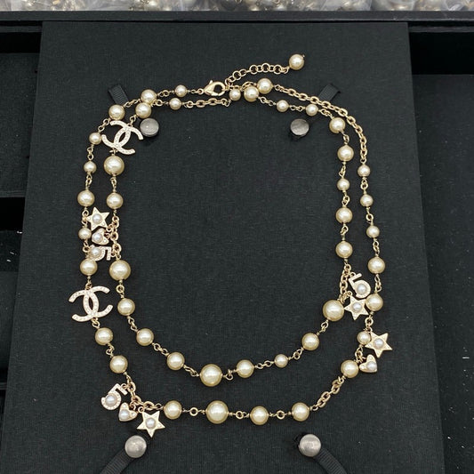 18K CC NO.5 Star Pearl Long Necklace