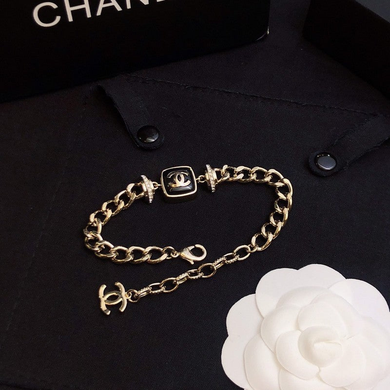 CC Black Logo Gold Chain Bracelet