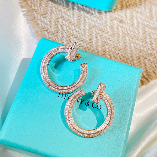 Tiff T1 Open Hoop Rose Gold Earrings