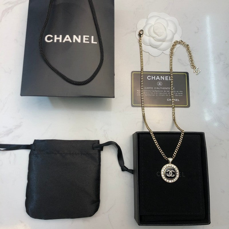 CC Black & White Diamond Gold Necklace