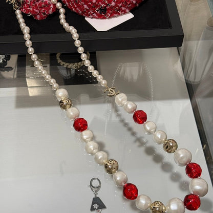 CC Red Crystal Pearl Necklace