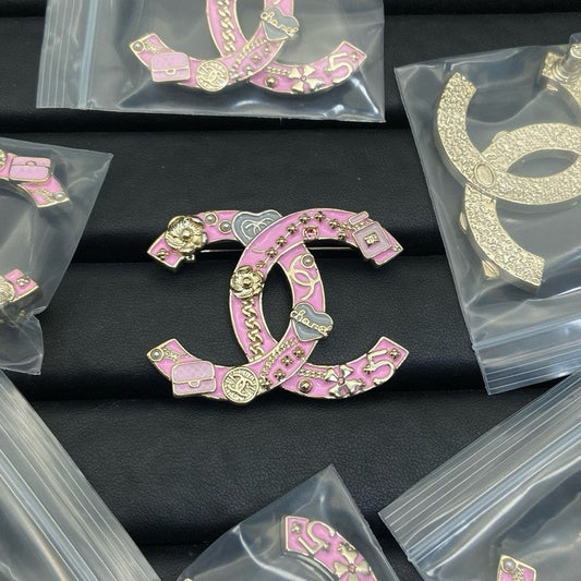 CC Pink & Black Heart Brooch