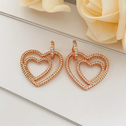 T Heart Diamond Earrings
