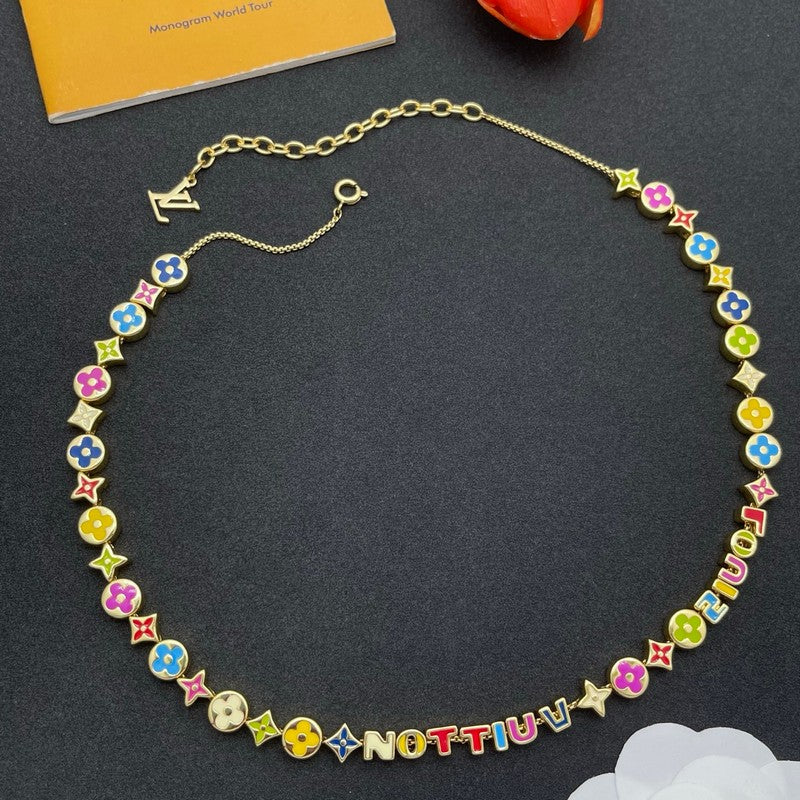 Louis Color Script Gold Necklace