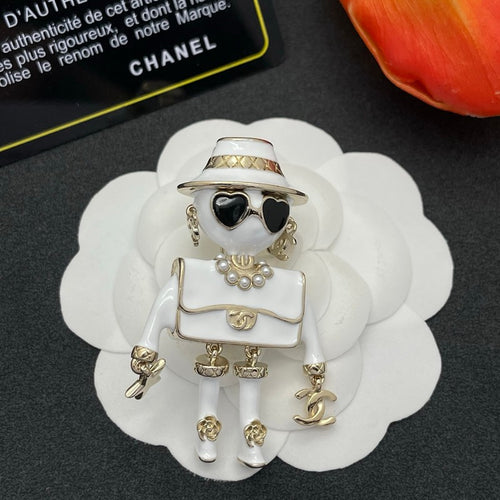 CC Robot Gabrielle Doll White Brooch