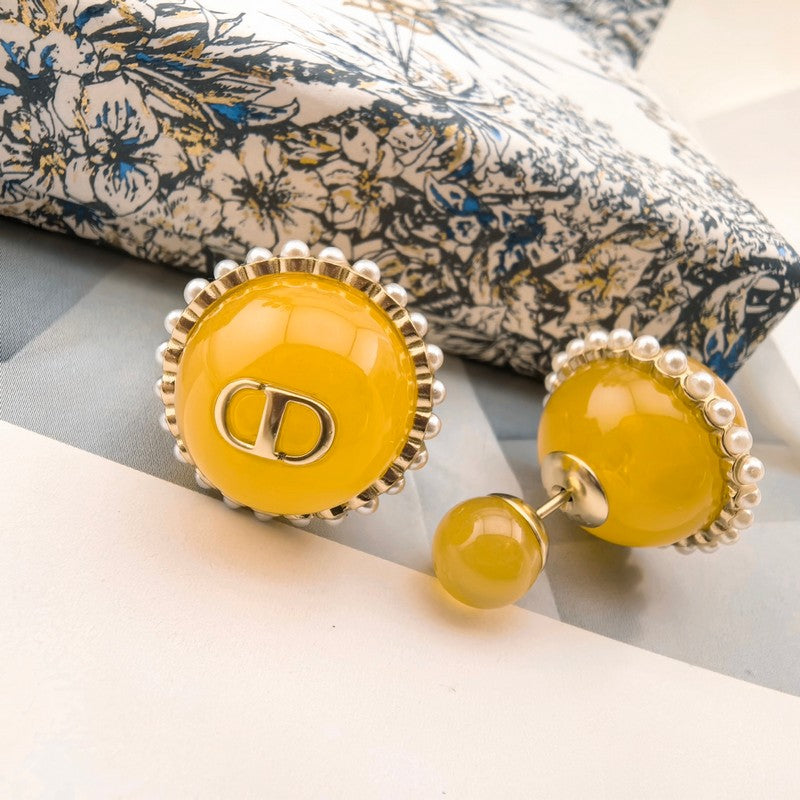 CD Yellow Ball Pearl Earrings