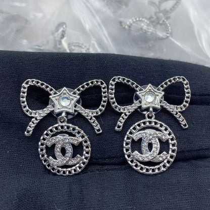 CC Bow Tie Diamond Earrings