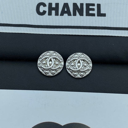 CC Round White Gold Earrings
