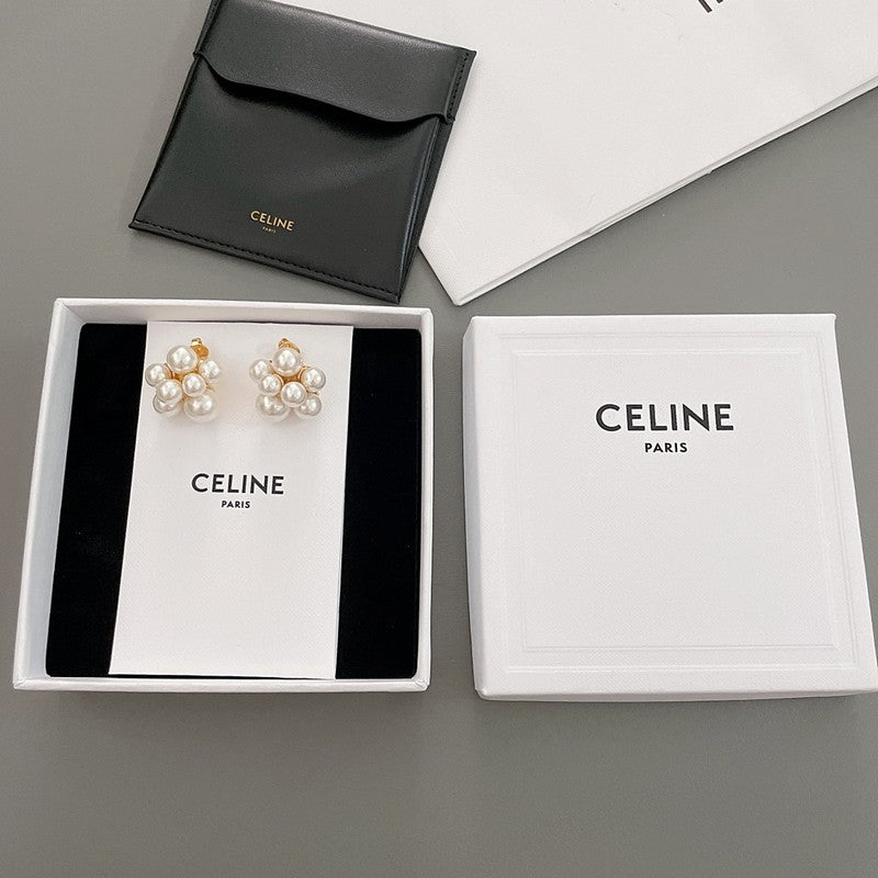 CE Pearls Gold Earrings