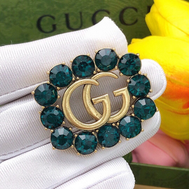 GG Grren Crystal Brooch