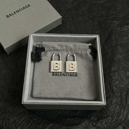 BB Lock White Gold Earrings