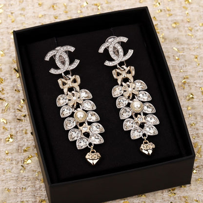 CC Crystal Drop Long Earrings