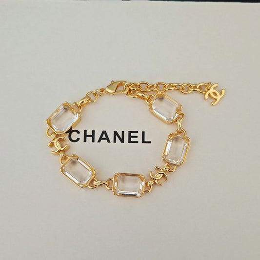 CC Crystal Gold Chain Bracelet