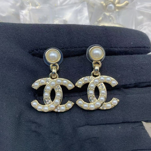 CC Pearl Pendant Earrings