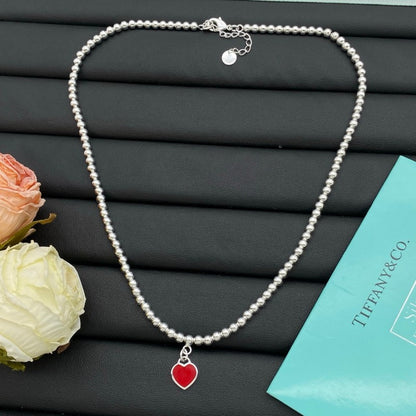 Tiff Color Heart Bead Gold Necklaces