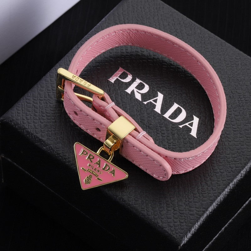 18K Pra Pink Leather Bracelet