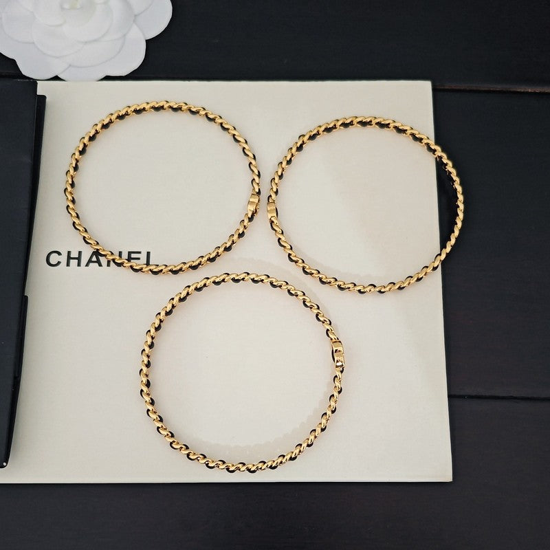 CC Leather Gold Bracelet Set